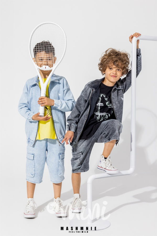 Mash Mnie cargo denim shorts ice black