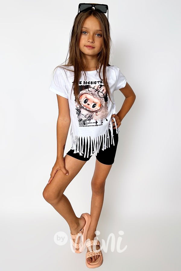 Labubu triko MONSTERS třásničky bílé