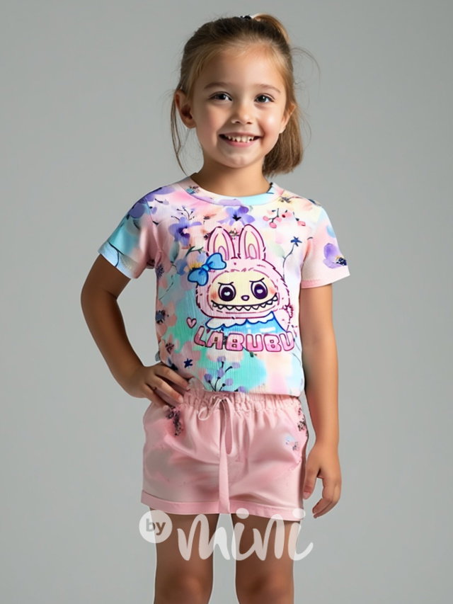 Žebrované triko Labubu lila