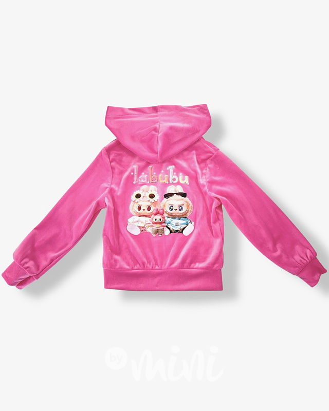 Labubu soft velur mikina růžová