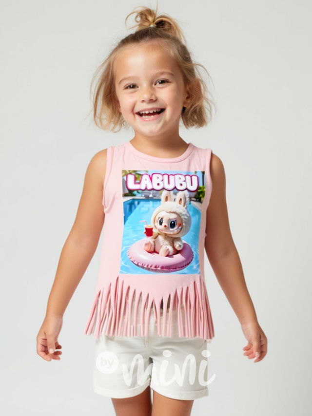 Labubu tílko třásničky HOLIDAY pink