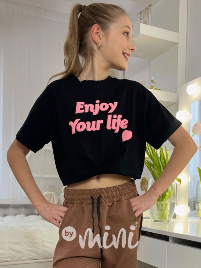Enjoy life crop triko černé