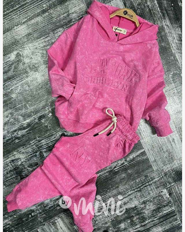 NEW YORK acid wash pink souprava