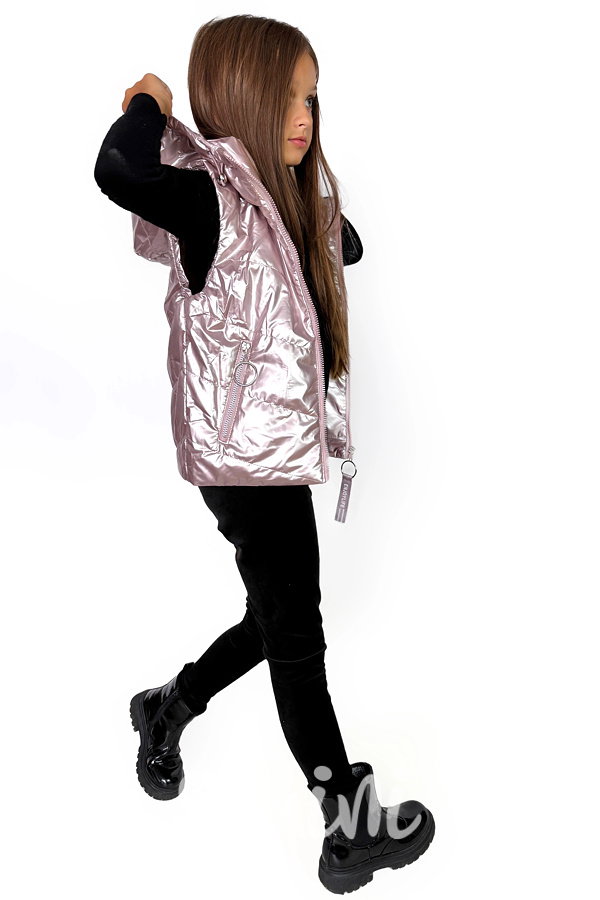 Metalická vesta pink
