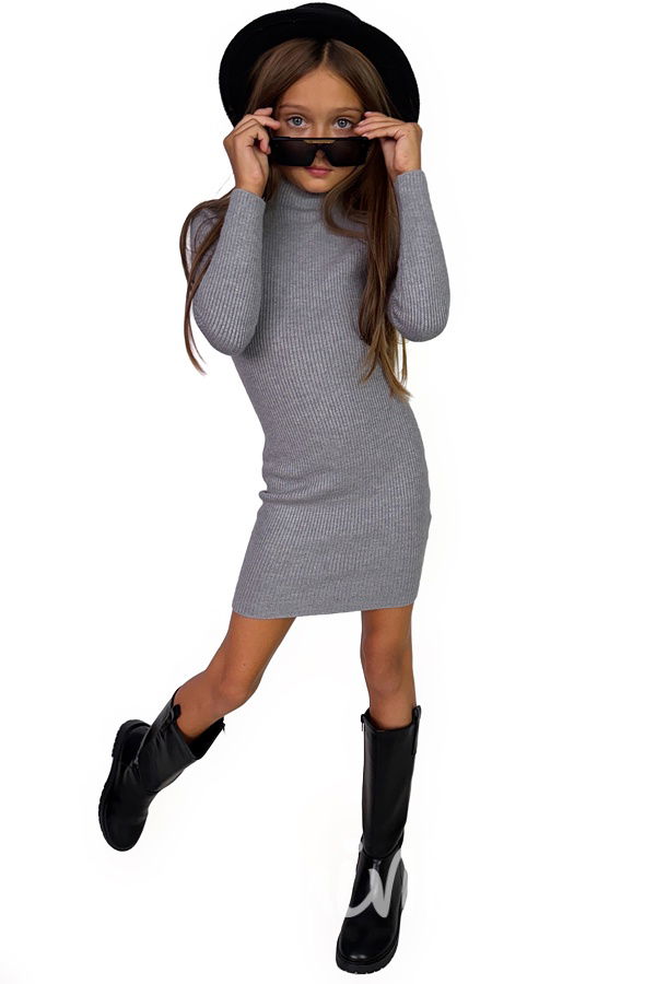 Slim svetrové stretch šaty šedé