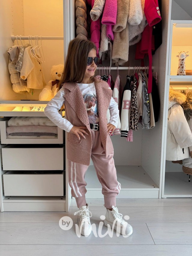 Růžové jogger kalhoty s páskem