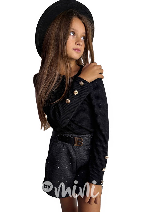 Teplé flauš kraťasy s kamínky + pásek