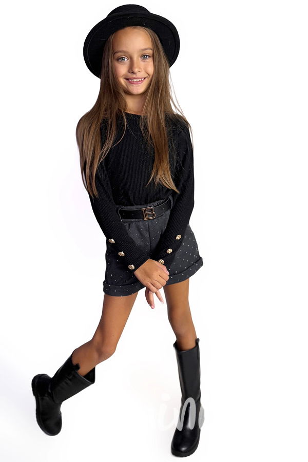 Černý stretch svetřík s knoflíčky