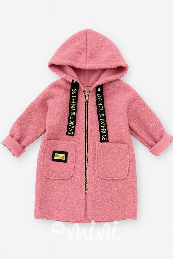 Dlouhý podzimní hoodie mikinokabát pink