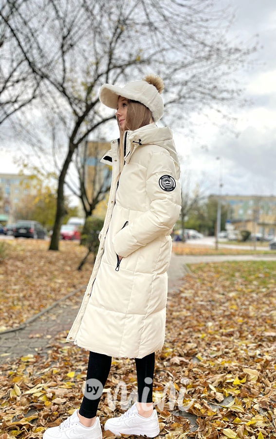 Maxi dlouhý zimní kabát SPORTY off white