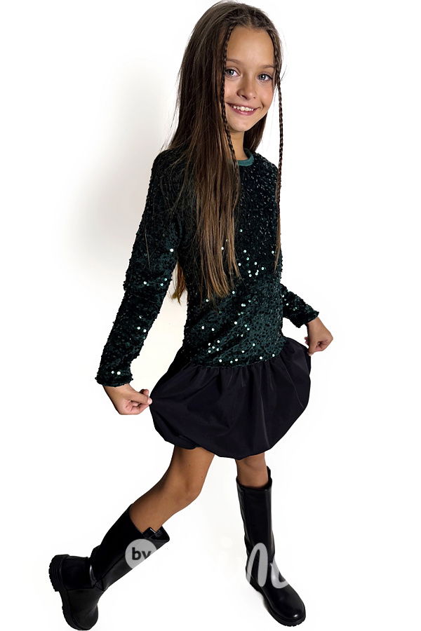 Flitrové šaty s kabelkou SMARAGD