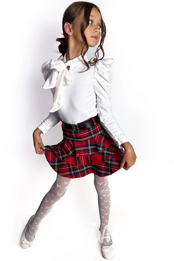 Red karo sukňokraťasy s páskem