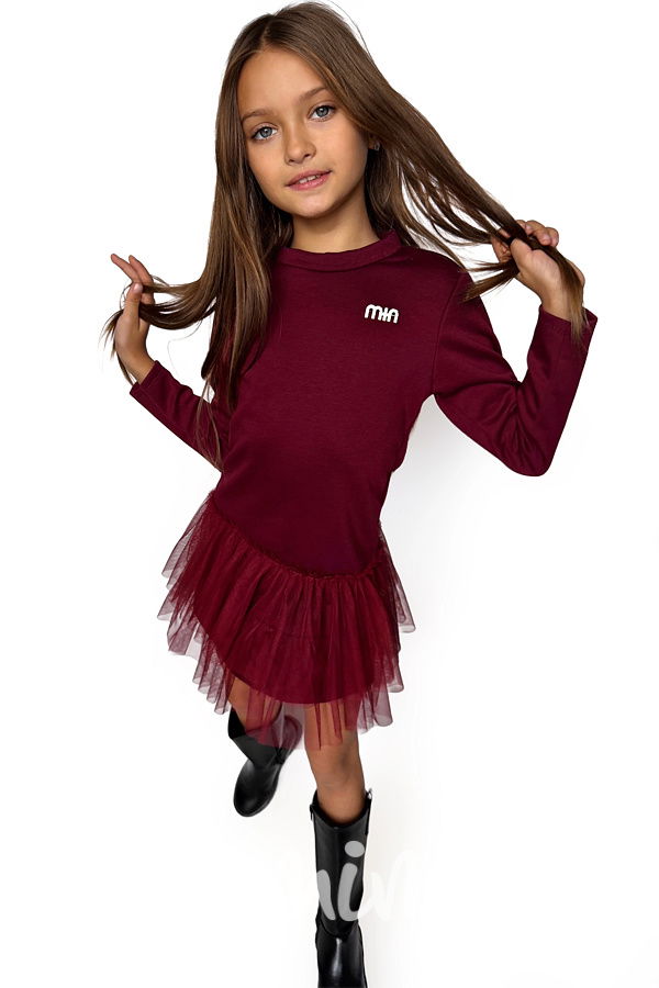 Tunikové šaty s tylem MIA bordo