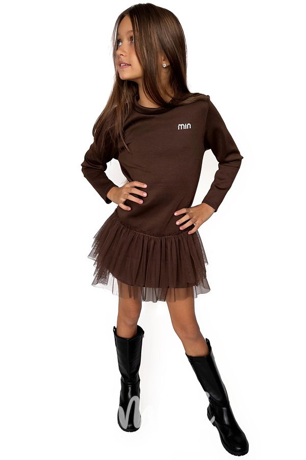 Tunikové šaty s tylem MIA chocolate