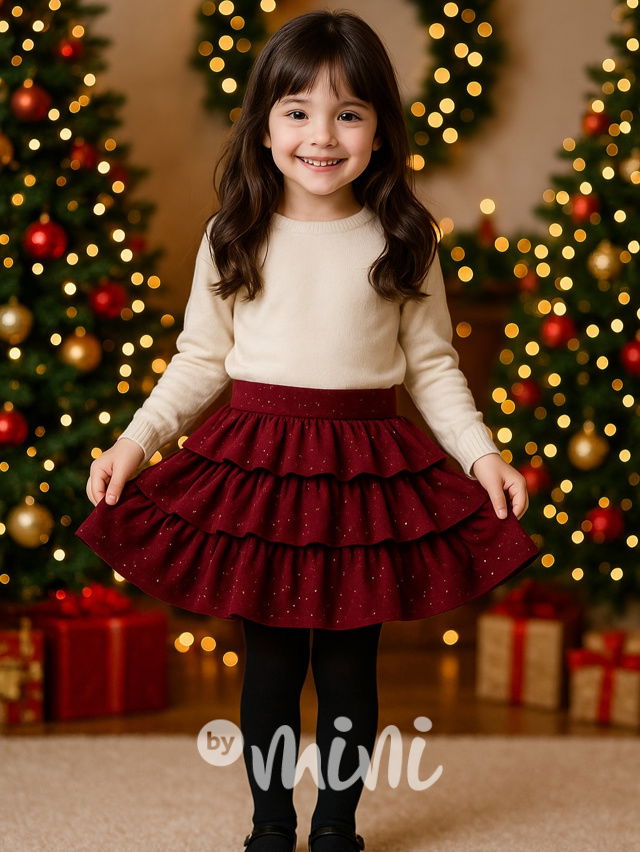 Vrstvená sukně GLOW bordo