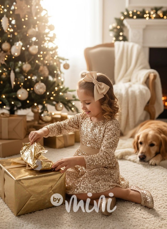 Glamour soft velur šaty s flitry a mašlí GOLD