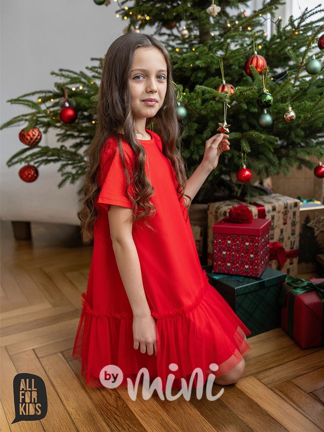 All for kids tylové šaty červené