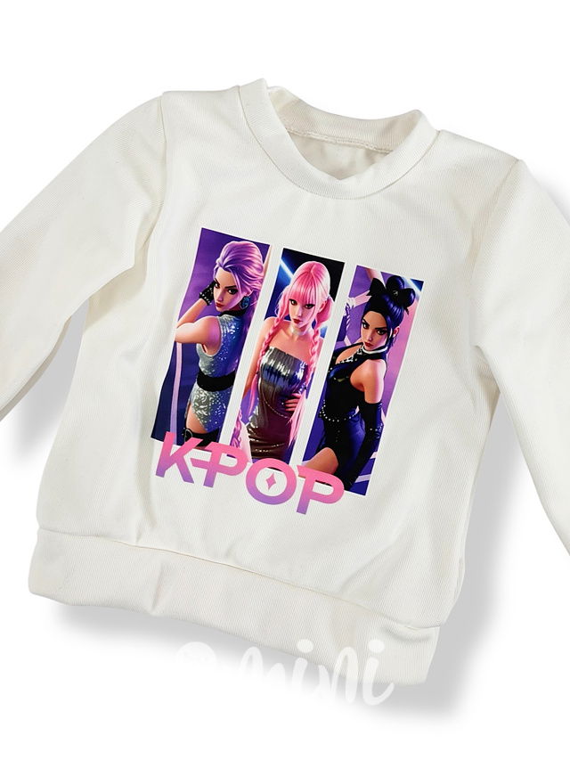 K-pop zateplená mikina bílá