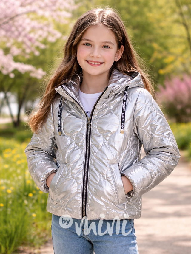 Jarní metalická bunda silver