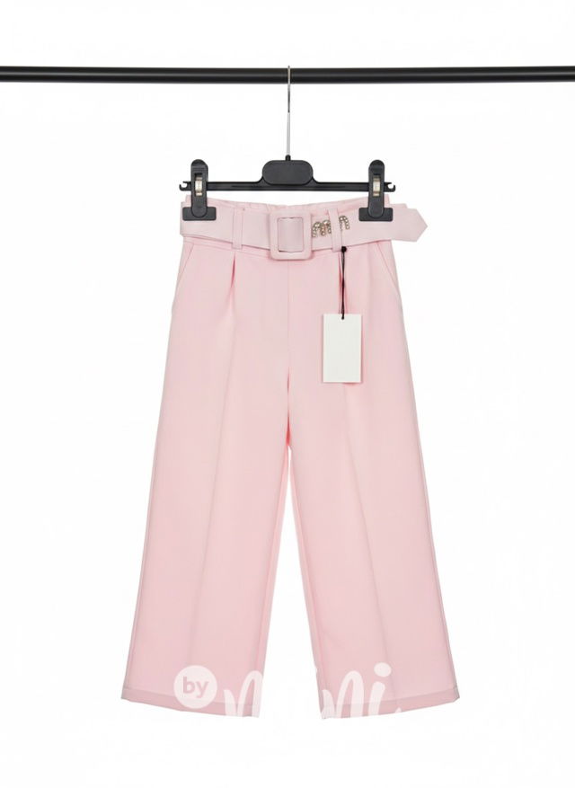 Růžové široké elegant kalhoty s páskem MIA