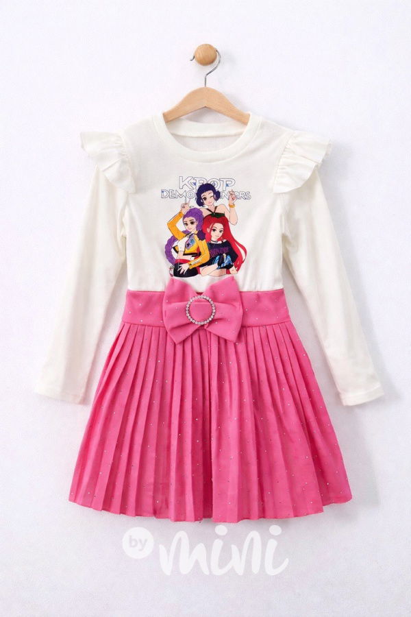 Demon Hunters šaty s plisovanou sukní pink