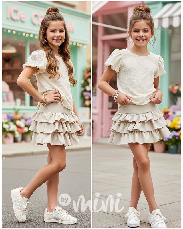 Letní béžový blossom komplet