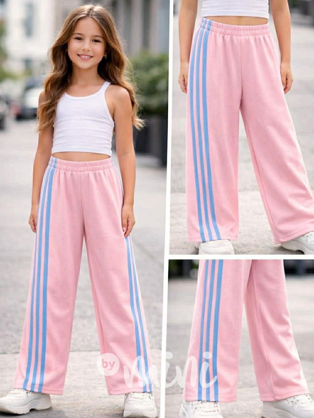 Sporty tepláky s pruhy PINK