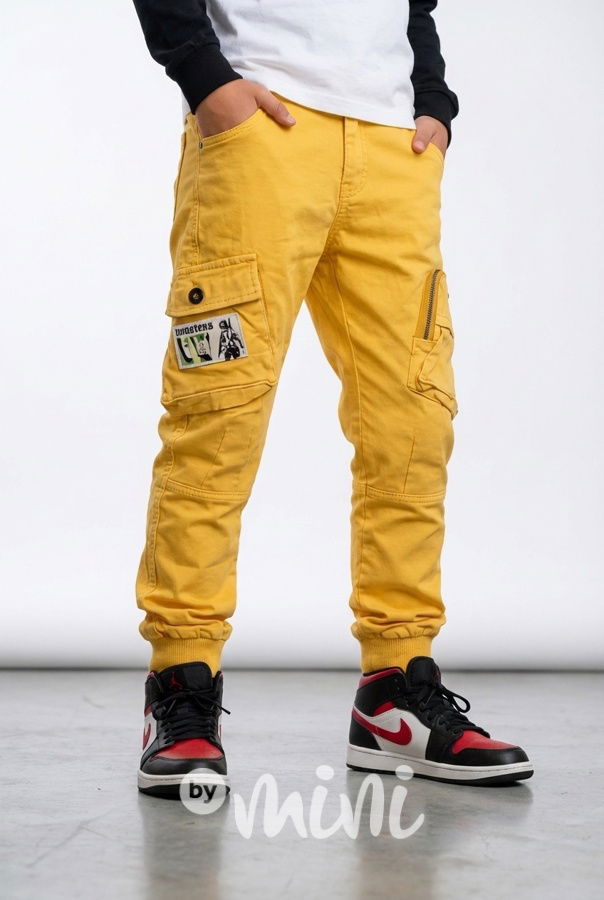 Cargo kalhoty s páskem žluté