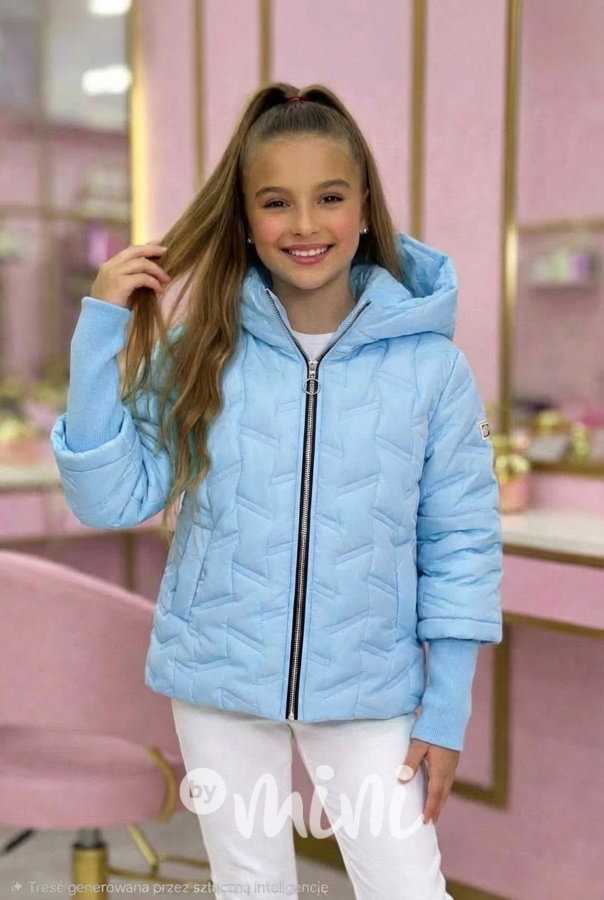 PREMIUM jarní bunda s dlouhými náplety baby blue