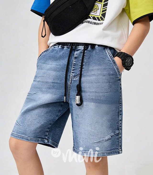 Soft denim baggy kraťasy blue