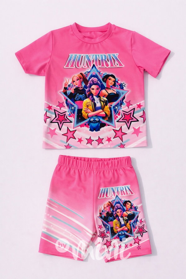 Huntrix letní šortkový set pink
