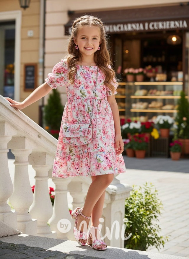 Květované letní šaty s kabelkou