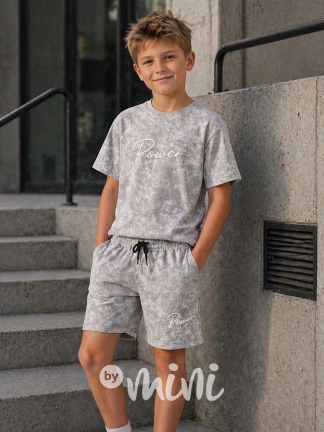 Power acid wash set grey