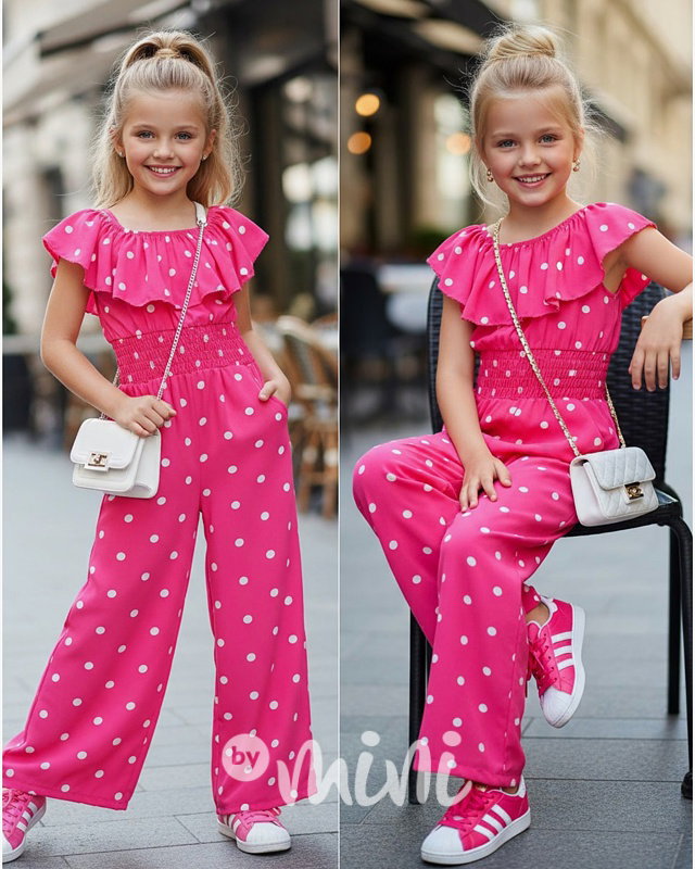 Mini chic overal puntíky FUCHSIA