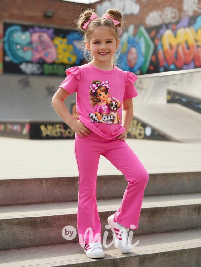 CUTIE blůzka + zvonáče dark pink