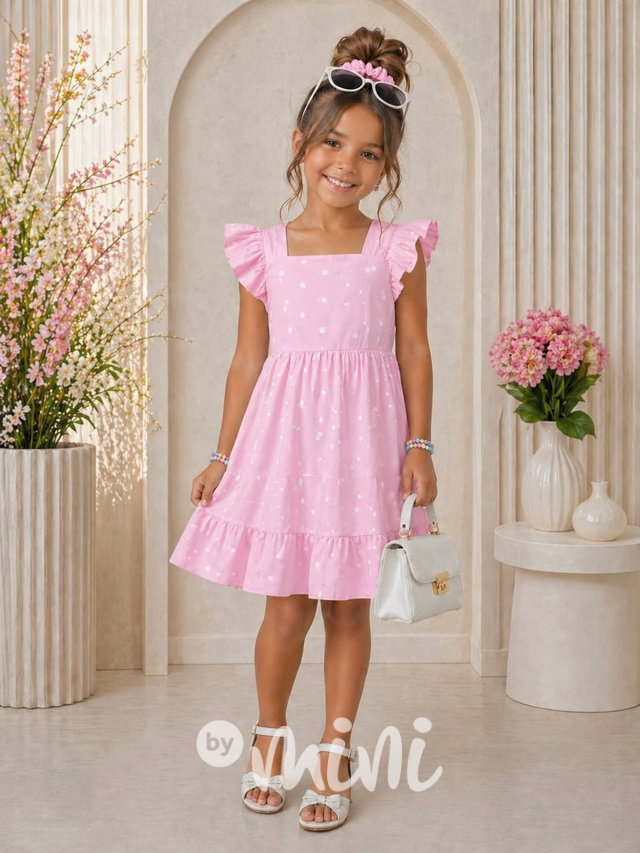 Petit puntíkaté šaty s mašličkou PINK