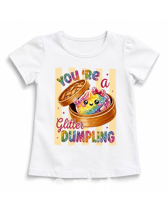 Squishy dumpling triko GLITTER bílé