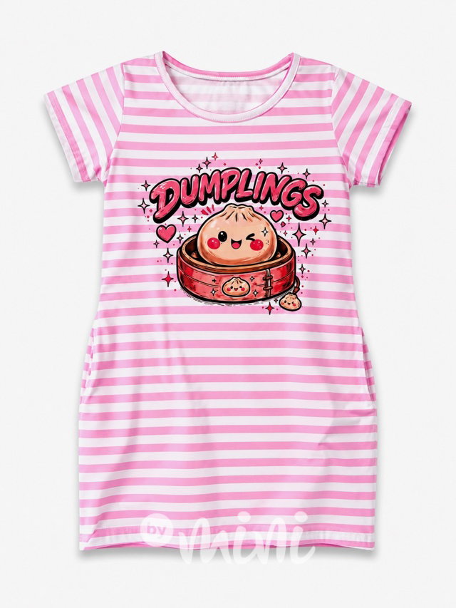 Squishy dumpling tunikové pruhované šaty pink
