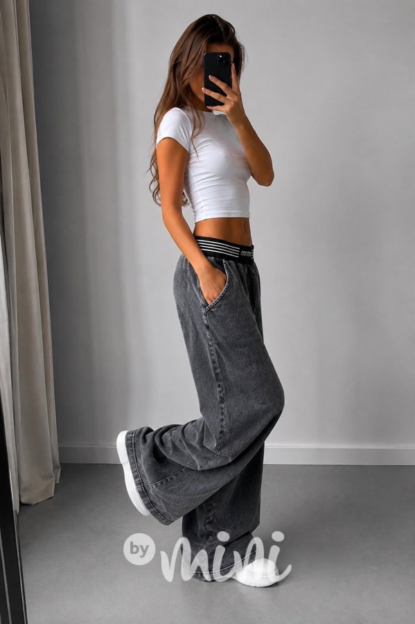 Urban grey denim široké kalhoty