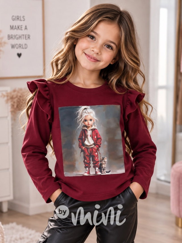 PREMIUM blůzka Rebel s kamínky bordo