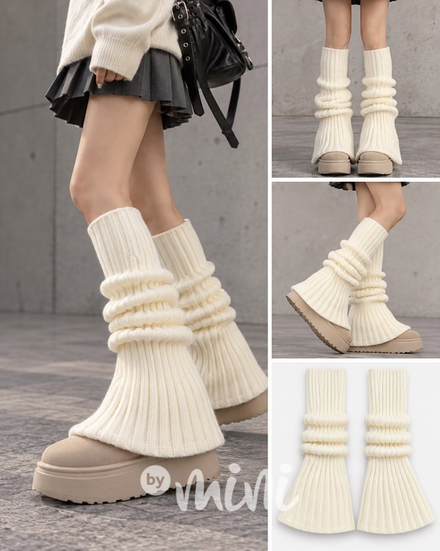 Teen flare knit návleky cream