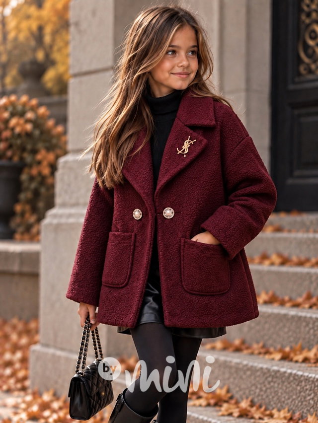 Alpaka short kabátek bordo