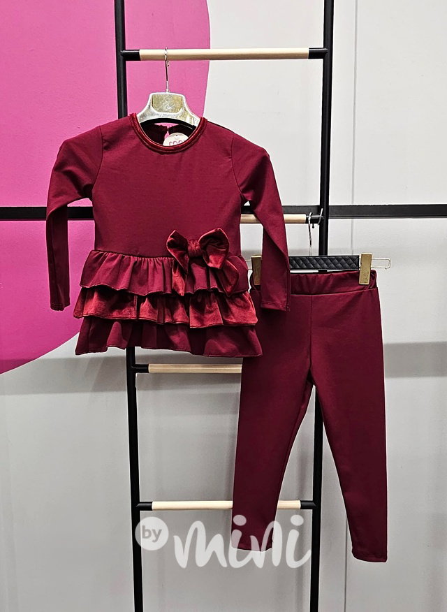 Velvet bow set bordo