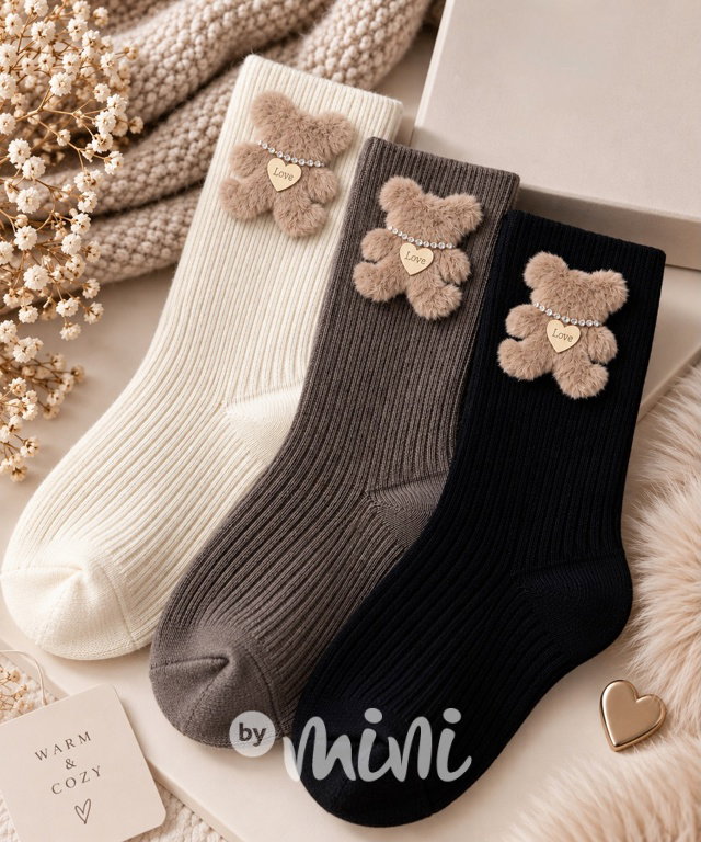 PREMIUM teplé vysoké ponožky TEDDY