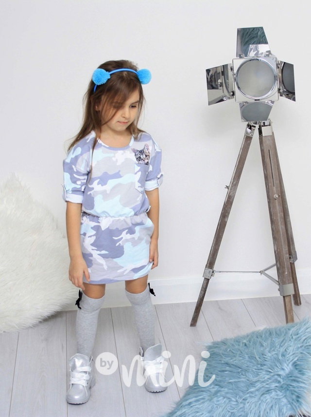 Sky blue army cat dress