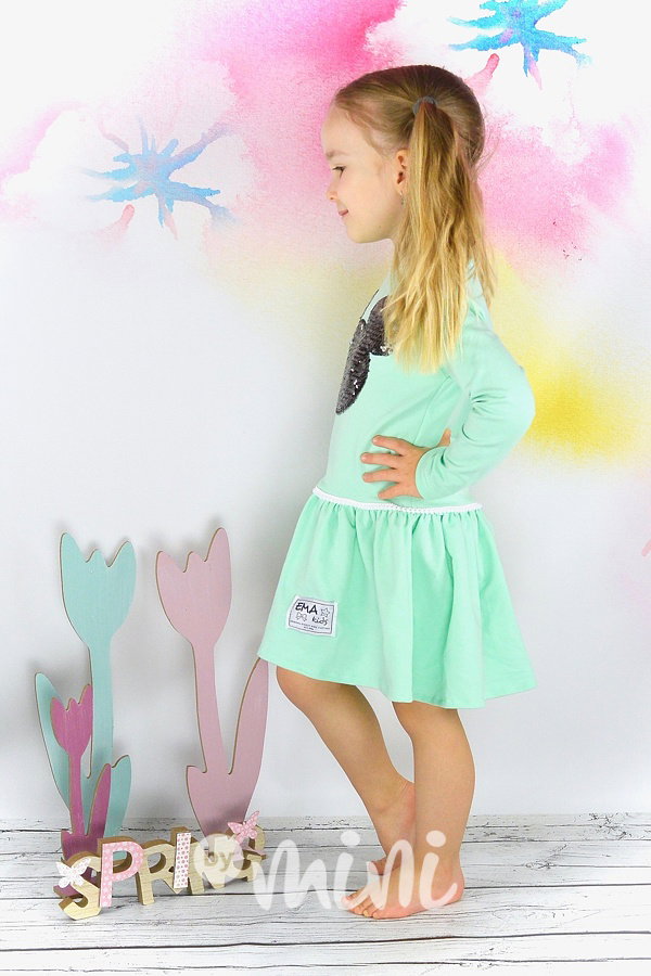 Mickey dress s přetáčecími flitry mint