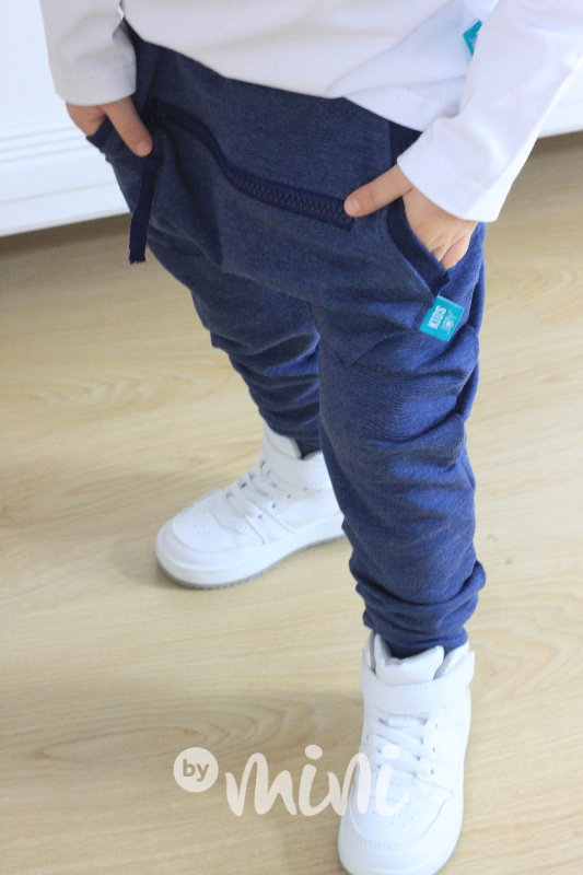 Blue melange baggy tepláčky se zipem