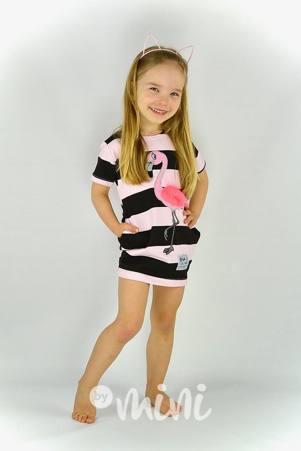 Black/Pink tunika plameňák