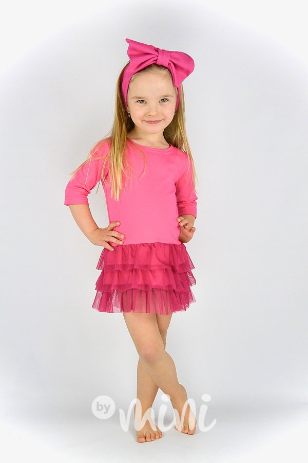 Dark pink šaty s tylem