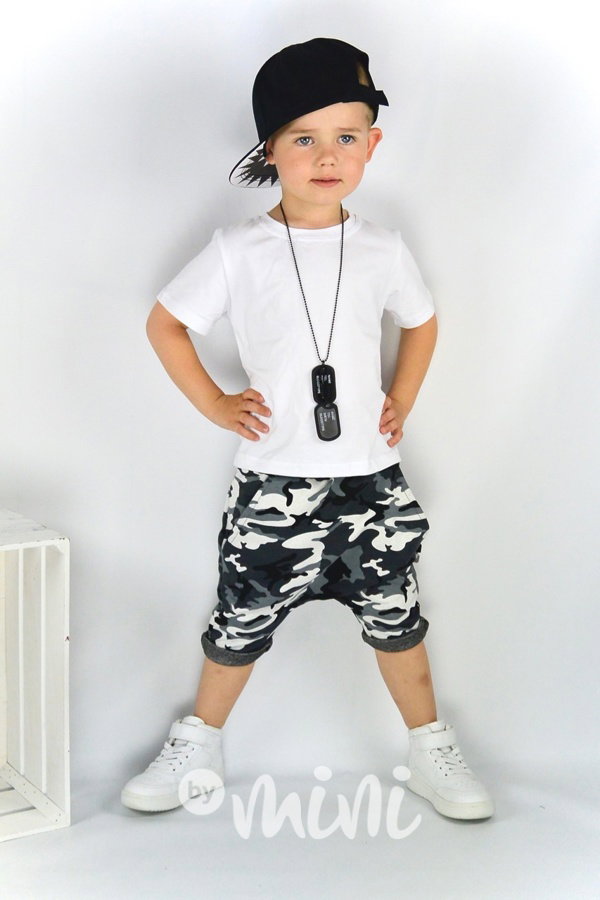 Baggy kraťasy black/white army
